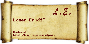 Loser Ernő névjegykártya